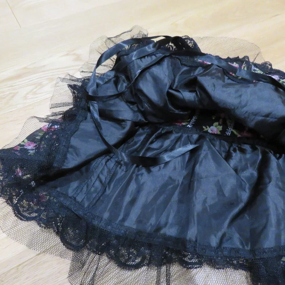 HELL BUNNY Mini Rock Edwina Floral Corset Lace Skirt Goth Whimsigoth Vintage Y2K - Picture 14 of 15